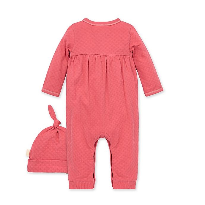 slide 2 of 2, Burt's Bees Baby Newborn Honeycomb Pointelle Jumpsuit and Hat Set - Pink, 2 ct