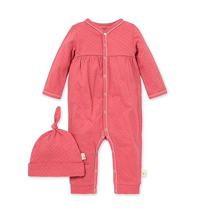 slide 1 of 2, Burt's Bees Baby Newborn Honeycomb Pointelle Jumpsuit and Hat Set - Pink, 2 ct