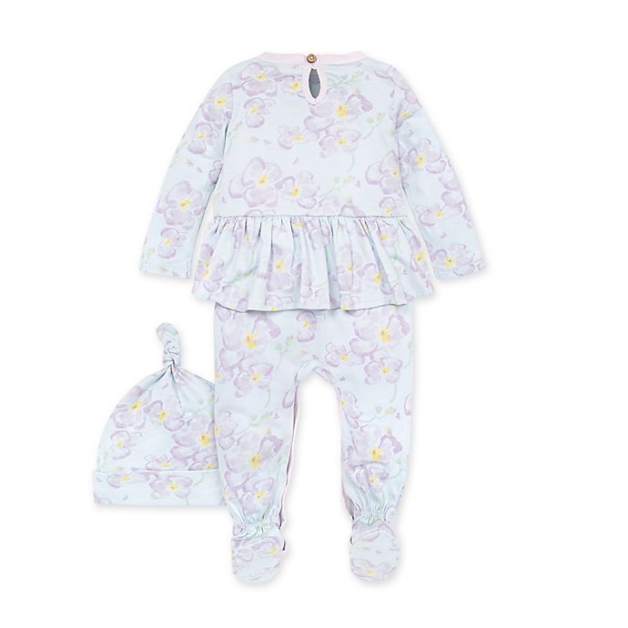 slide 2 of 3, Burt's Bees Baby Sunny Orchids Jumpsuit & Knot Top Hat Set, 1 ct