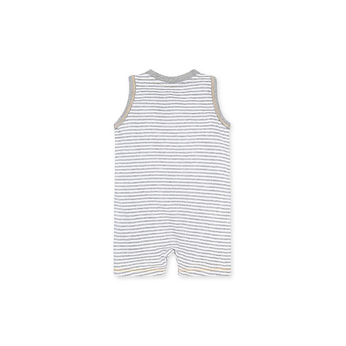 slide 2 of 2, Burt's Bees Baby Classic Stripe Sleeveless Henley Romper - Grey, 1 ct