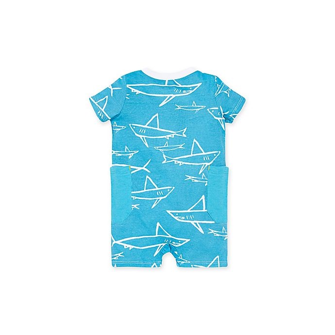 slide 2 of 2, Burt's Bees Baby Shiver of Sharks Short Sleeve Romper - Mint, 1 ct