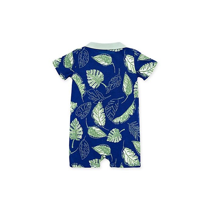 slide 2 of 2, Burt's Bees Baby Jungle Canopy Short Sleeve Polo Romper - Navy, 1 ct