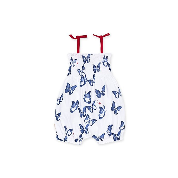 slide 2 of 2, Burt's Bees Baby Butterflies - July Organic Cotton Romper - White/Blue, 1 ct; 12 M