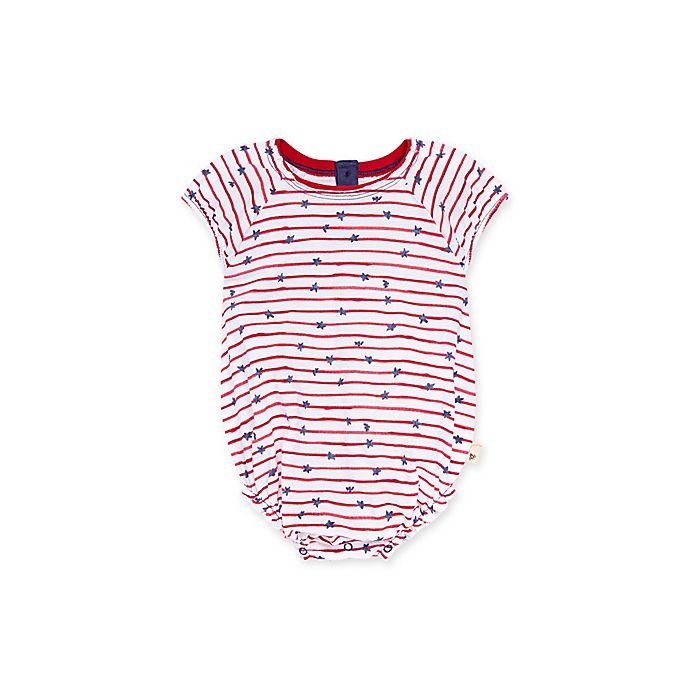 slide 1 of 2, Burt's Bees Baby Stars N' Stripes Organic Cotton Romper - Red/Blue, 1 ct; 0-3 M