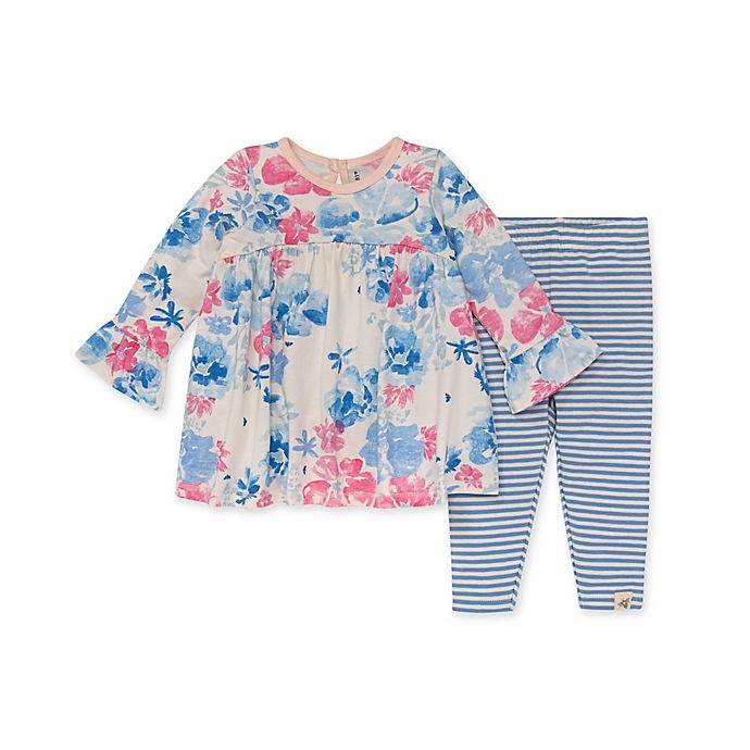 slide 1 of 2, Burt's Bees Baby Newborn Sunset Bloom Tunic and Legging Set - Pink/Blue, 1 ct