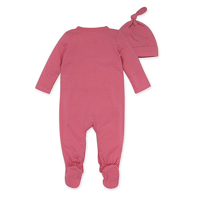 slide 2 of 2, Burt's Bees Baby Preemie Honeycomb Pointelle Ruffle Jumpsuit and Hat Set - Berry, 1 ct