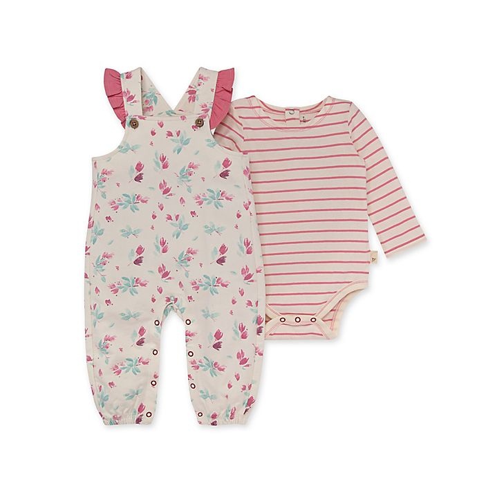 slide 1 of 2, Burt's Bees Baby Newborn Lovely Floral Jumpsuit and Bodysuit Set - Pink, 2 ct