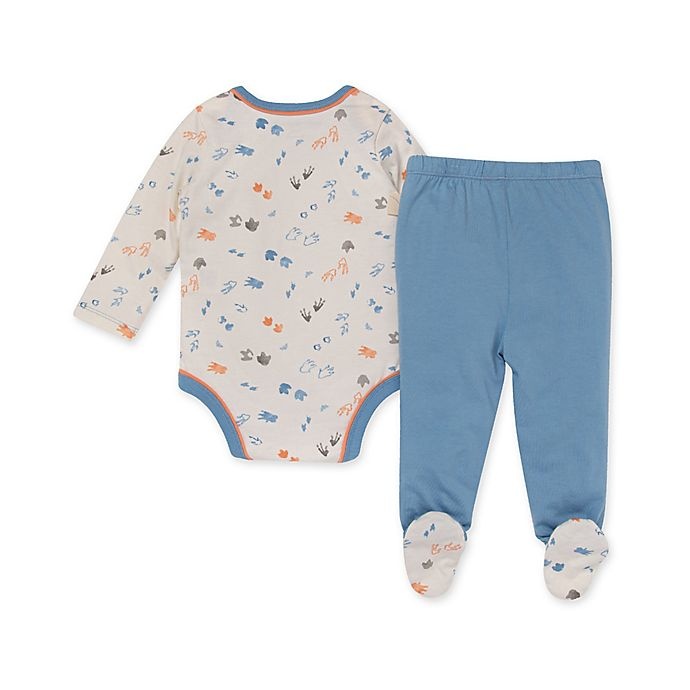 slide 2 of 2, Burt's Bees Baby Newborn Reptile Tracks Organic Cotton Bodysuit and Footed Pant Set, 1 ct