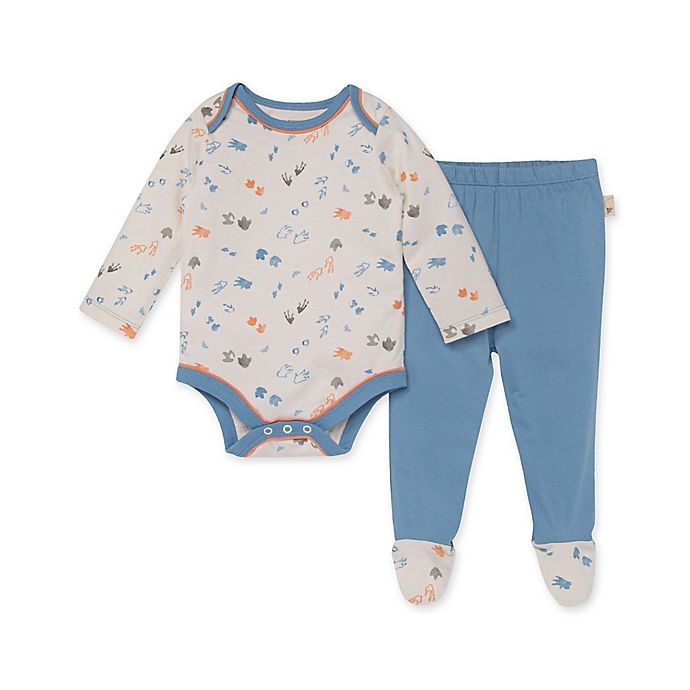 slide 1 of 2, Burt's Bees Baby Newborn Reptile Tracks Organic Cotton Bodysuit and Footed Pant Set, 1 ct