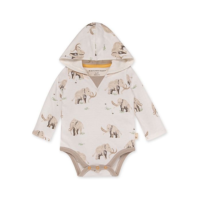 slide 1 of 2, Burt's Bees Baby Size Wooly Mammoth Awesome Hooded Bodysuit - Neutral, 1 ct