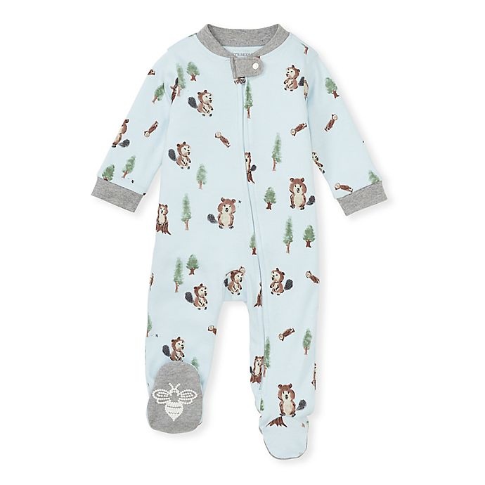 slide 1 of 2, Burt's Bees Baby Newborn Busy Beaver Loose Fit Organic Cotton Sleep & Play Footie, 1 ct