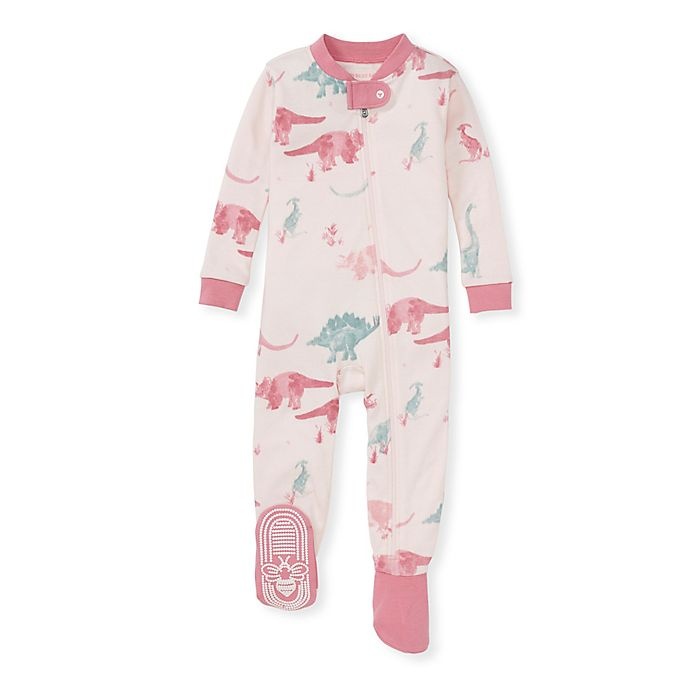 slide 1 of 2, Burt's Bees Baby Jurassic Territory Organic Cotton Footie Pajama - Rose, 1 ct