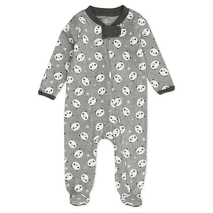 slide 2 of 5, The Honest Company Newborn Panda/Stripe Organic Cotton Footies - Black/White, 2 ct