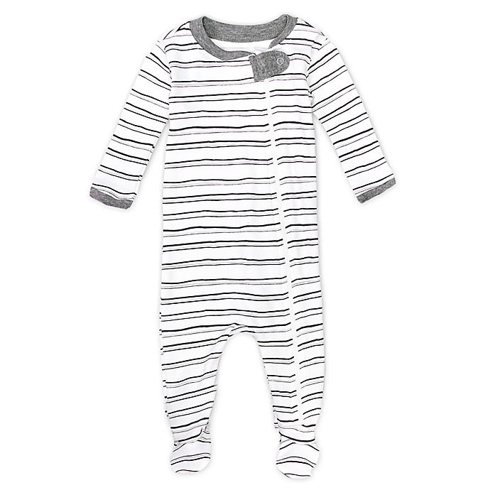 slide 3 of 5, The Honest Company Newborn Panda/Stripe Organic Cotton Footies - Black/White, 2 ct