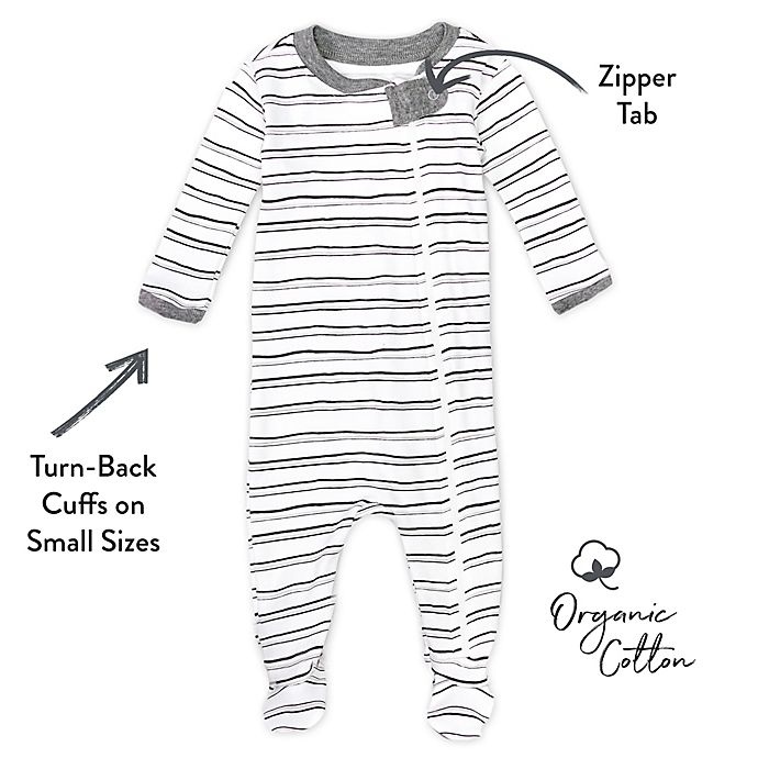 slide 4 of 5, The Honest Company Newborn Panda/Stripe Organic Cotton Footies - Black/White, 2 ct