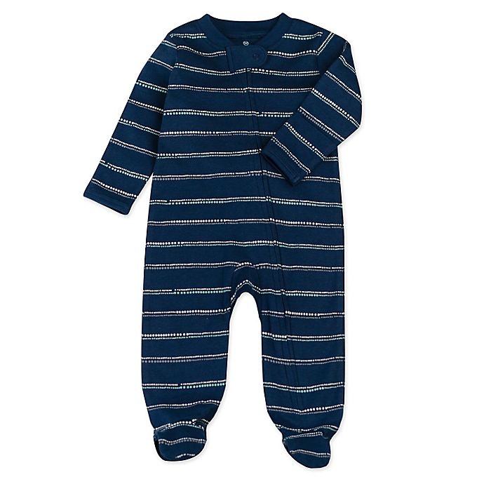 slide 3 of 4, The Honest Company Newborn Dotted Stripe Organic Cotton Sleep & Plays - Navy, 2 ct