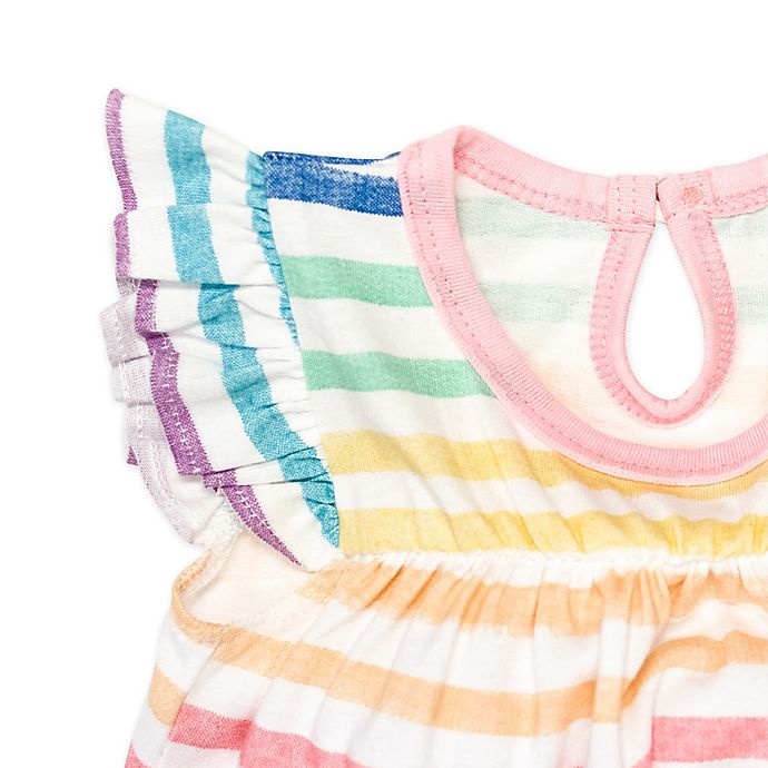 slide 2 of 3, The Honest Company Honest Baby Newborn Rainbow Stripe Organic Cotton Flutter Sleeve Coverall, 1 ct