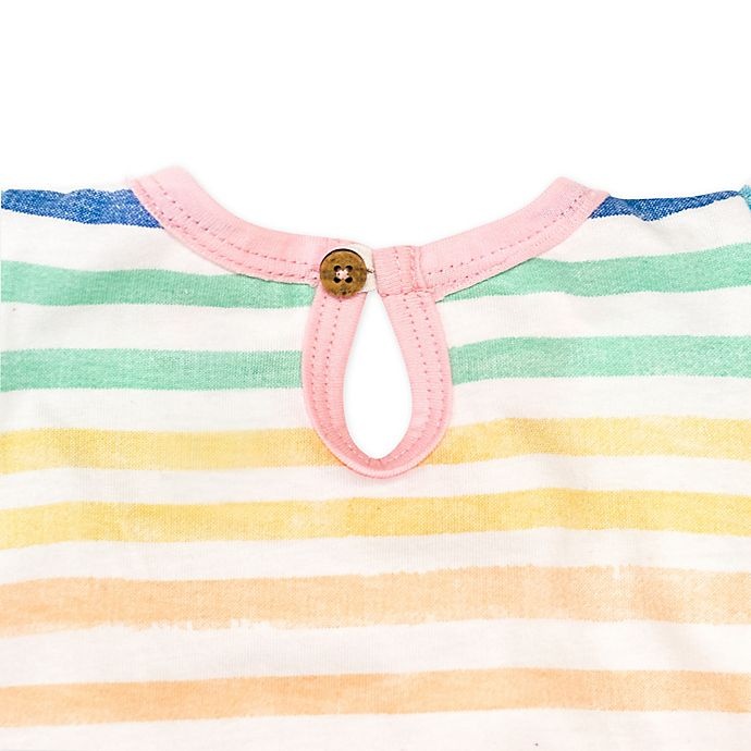 slide 3 of 3, The Honest Company Honest Baby Newborn Rainbow Stripe Organic Cotton Flutter Sleeve Coverall, 1 ct