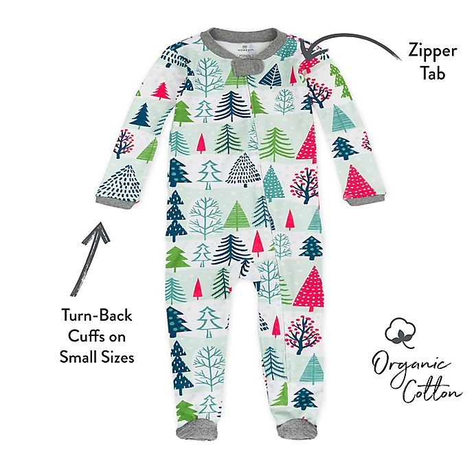 slide 3 of 3, The Honest Company Preemie Snowy Prints Organic Cotton Sleep & Play - Green/Red, 1 ct