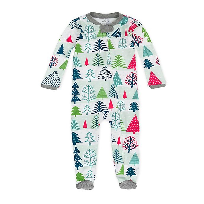 slide 1 of 3, The Honest Company Preemie Snowy Prints Organic Cotton Sleep & Play - Green/Red, 1 ct