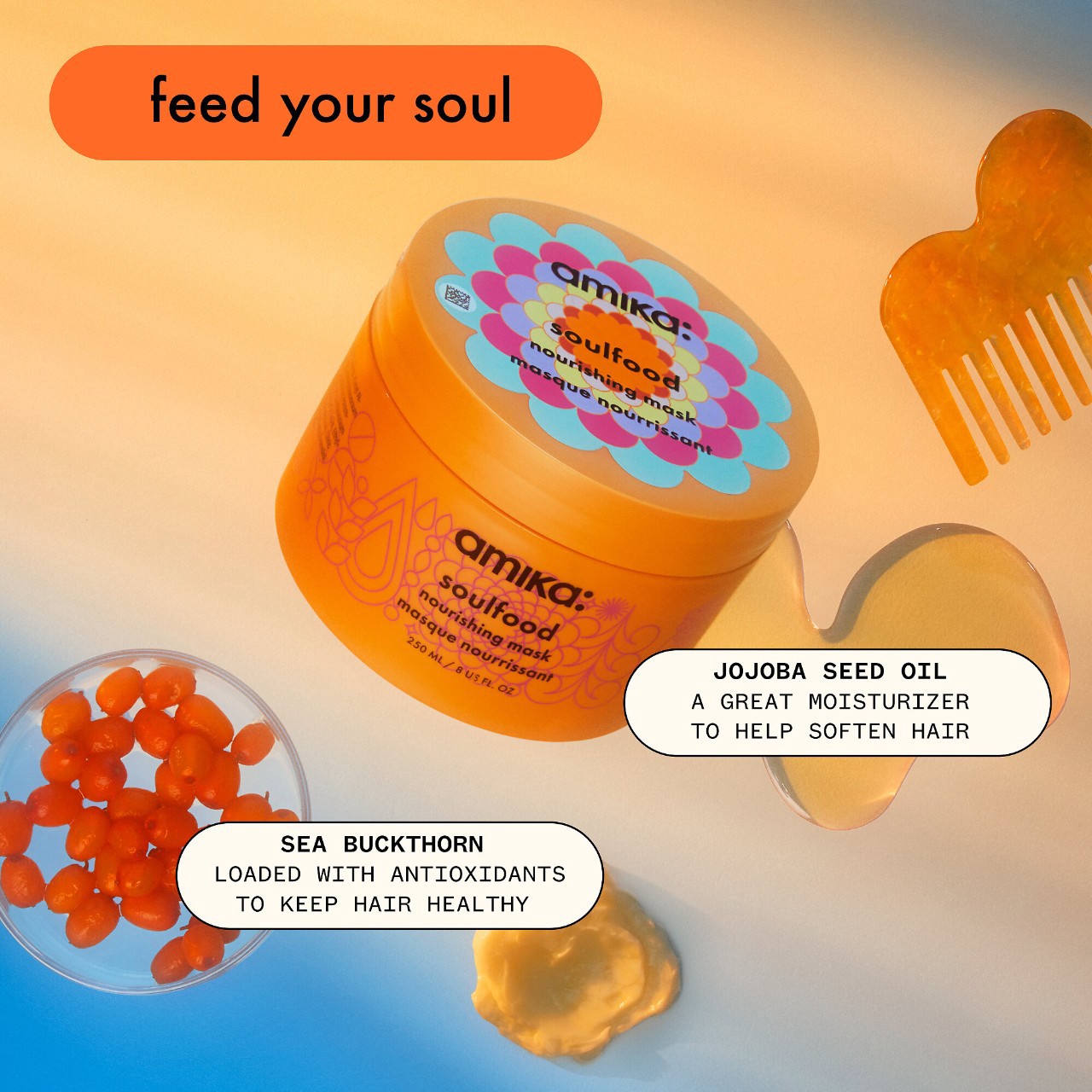 slide 2 of 10, amika Soulfood Nourishing Hair Mask 8 oz/ 250 mL, 