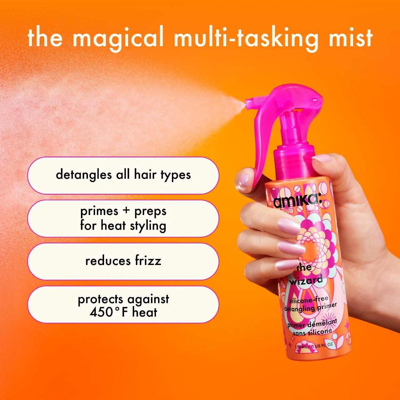 slide 2 of 10, amika The Wizard Detangling Hair Primer 5 oz / 150 mL,