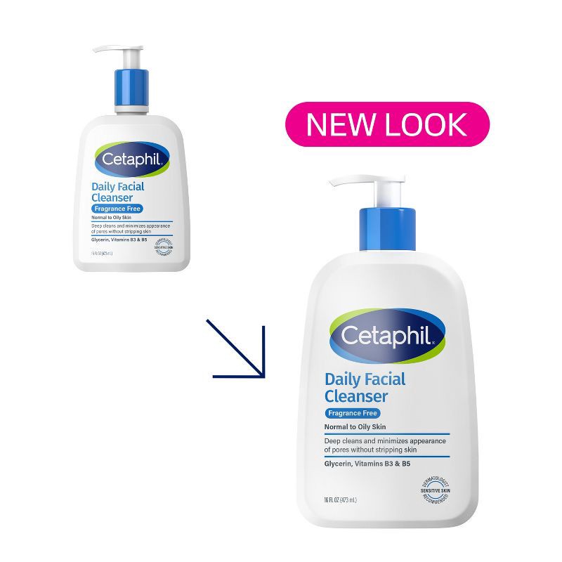 slide 3 of 8, Cetaphil Daily Face Cleanser Fragrance Free - Unscented - 16 fl oz, 16 fl oz