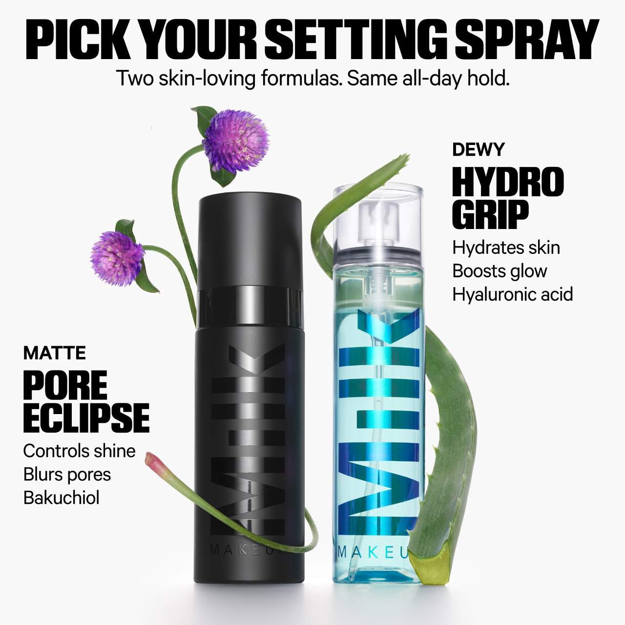 slide 9 of 9, MILK MAKEUP Mini Hydro Grip Dewy Long-Lasting Setting Spray With Hyaluronic Acid + Niacinamide 1.69 / 50 mL, 