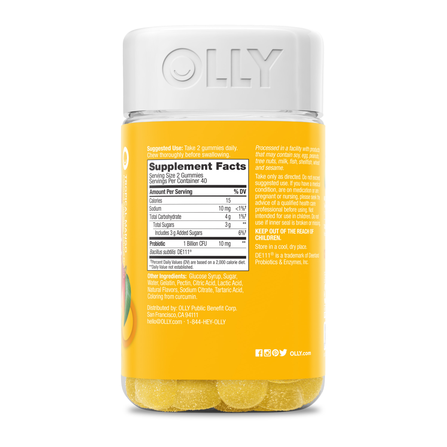 slide 4 of 4, OLLY Probiotic Gummies - Tropical Mango - 80ct, 80 ct