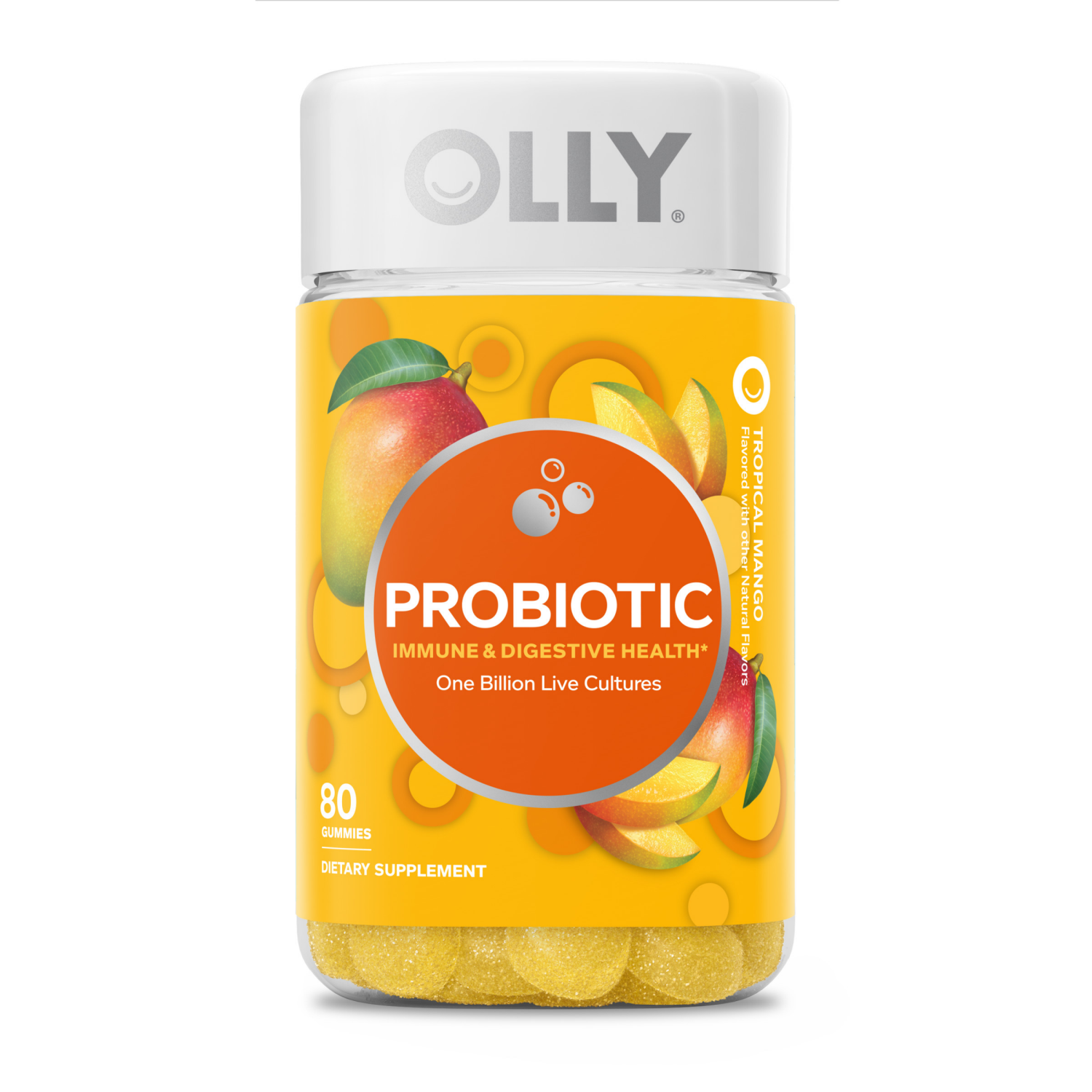 slide 1 of 4, OLLY Probiotic Gummies - Tropical Mango - 80ct, 80 ct