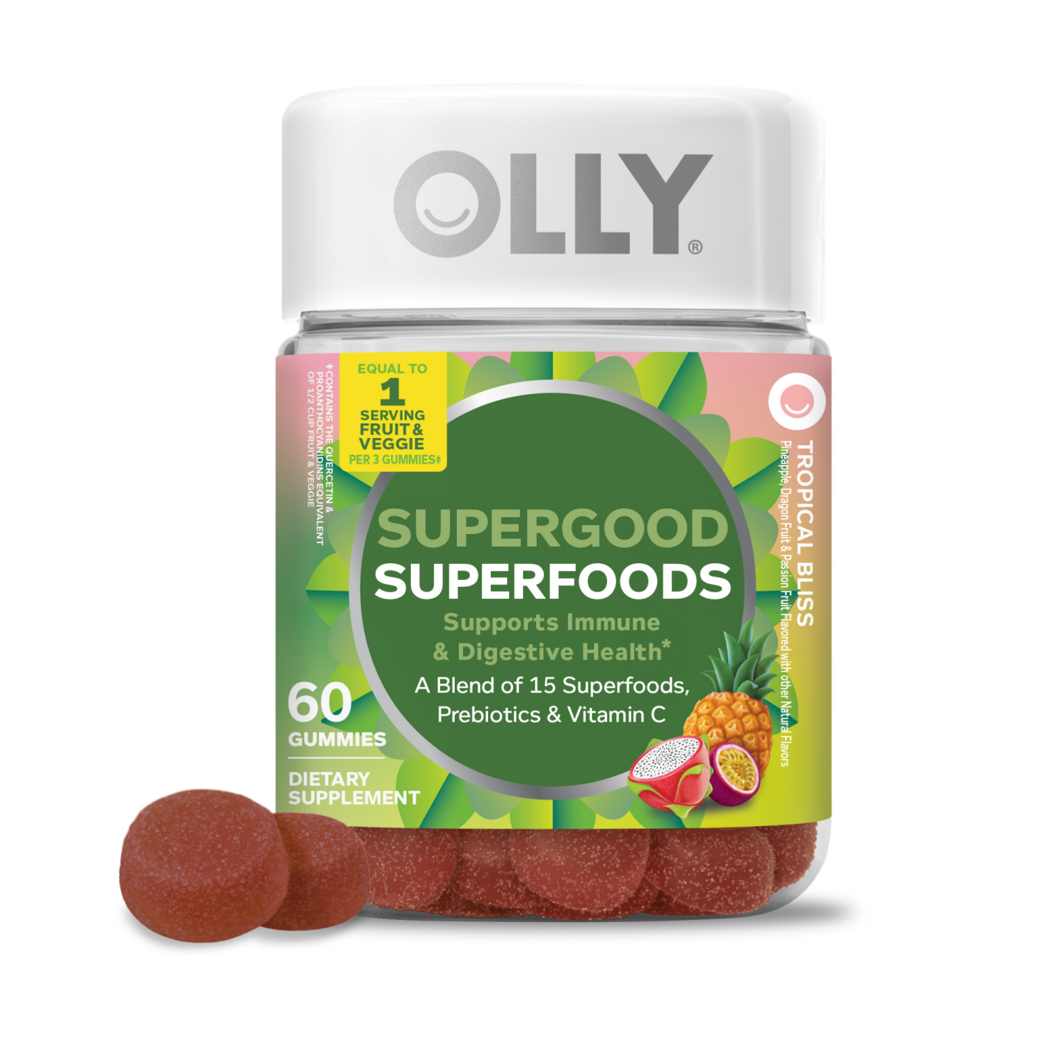slide 1 of 2, OLLY Supergood Superfoods Multivitamin Gummies - 60ct, 60 ct