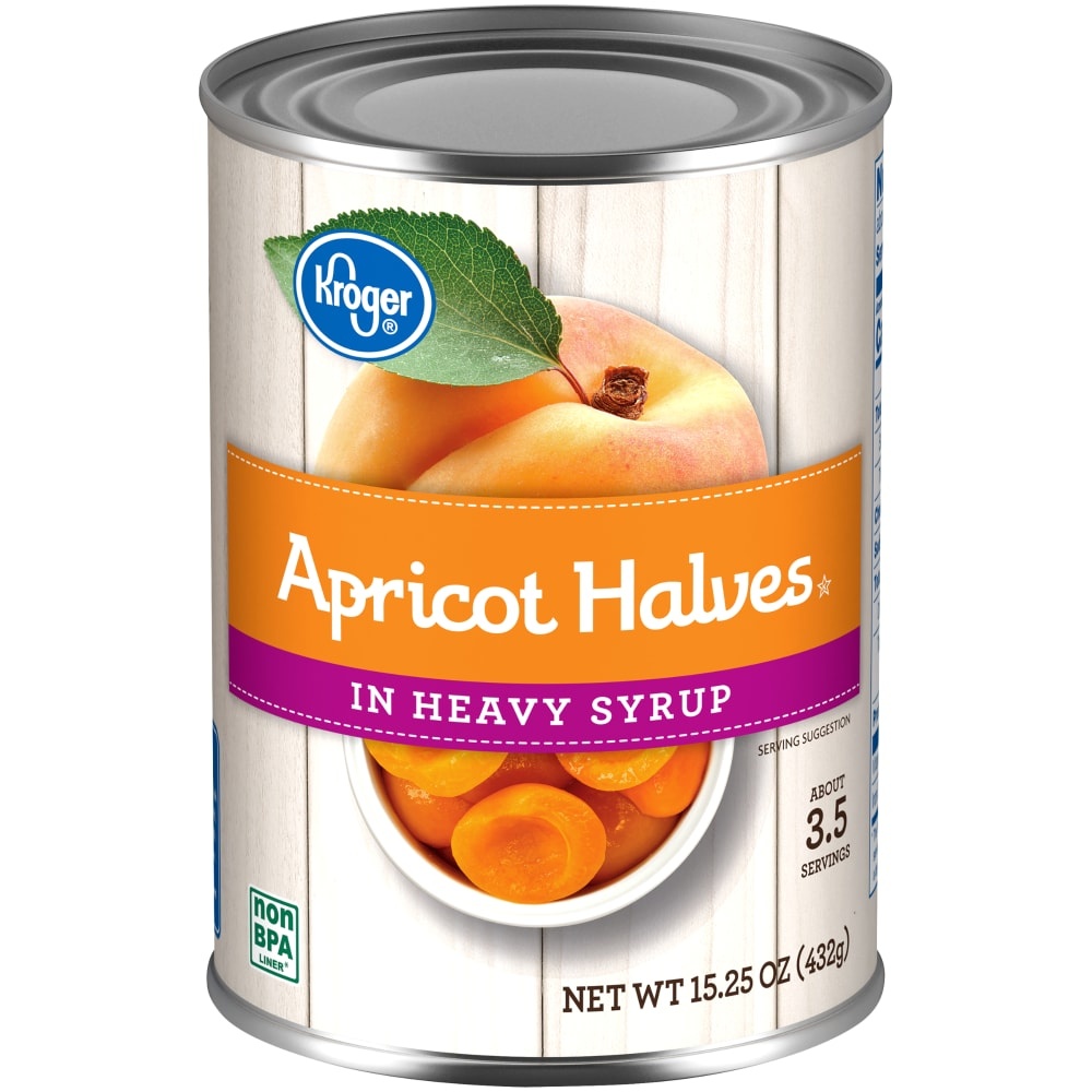 slide 1 of 1, Kroger Apricot Halves In Heavy Syrup, 15.25 oz