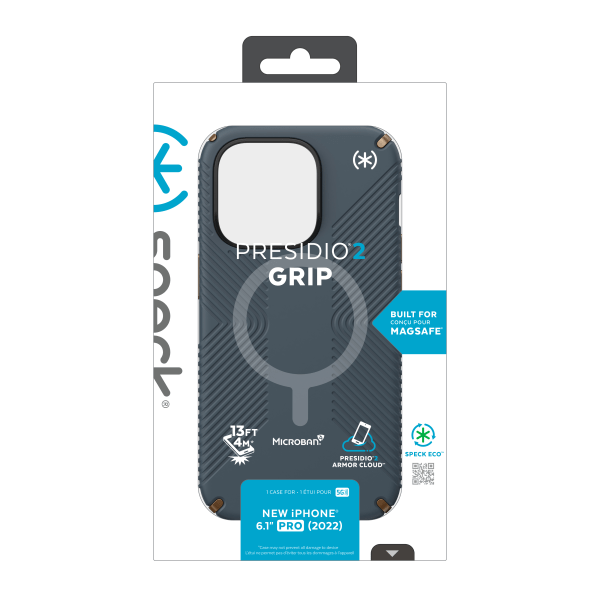 slide 10 of 10, Speck Presidio 2 Grip Magsafe Case For Iphone 14 Pro, Charcoal, 150146-3068, 1 ct