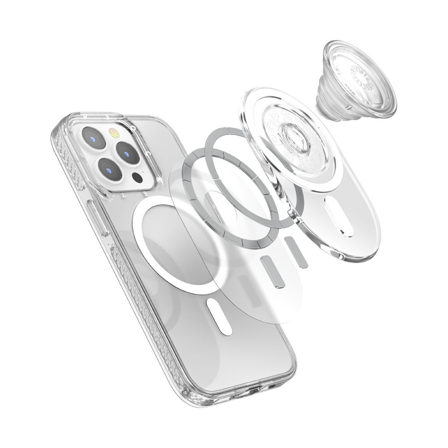 slide 2 of 2, PopSockets Magnetic Phone Grip with MagSafe, Magnetic Adapter Ring Included - Clear, 1 ct