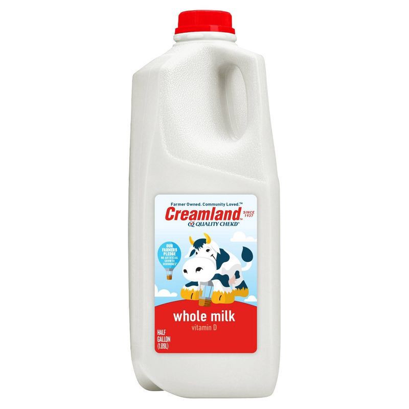 slide 1 of 6, Creamland Whole Milk - 0.5gal, 1/2 gal