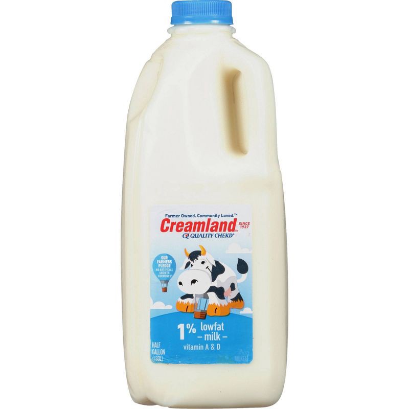 slide 1 of 7, Creamland 1% Milk - 0.5gal, 1/2 gal