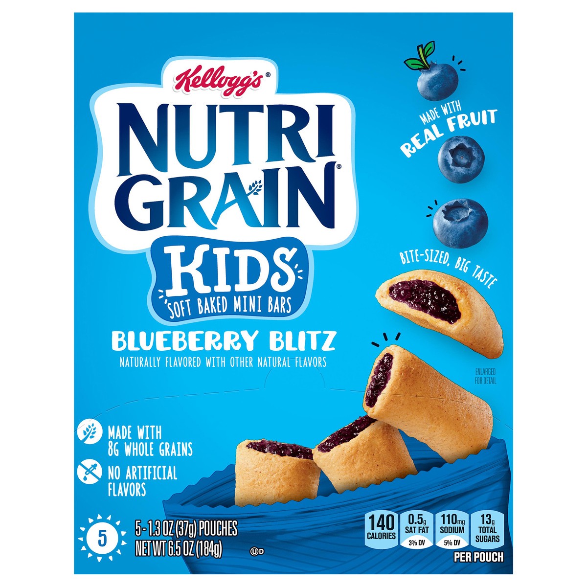 slide 1 of 8, Nutri-Grain Bites Mini Breakfast Bars, Blueberry, 6.5 oz, 5 Count, 6.5 oz