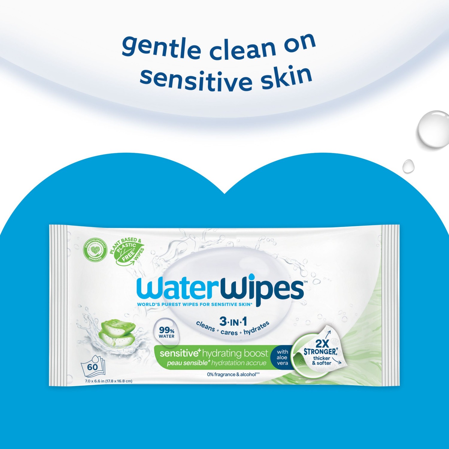slide 2 of 8, WaterWipes Hydrating Boost 99% Water Based Aloe Vera Baby Wipes, 240 ct