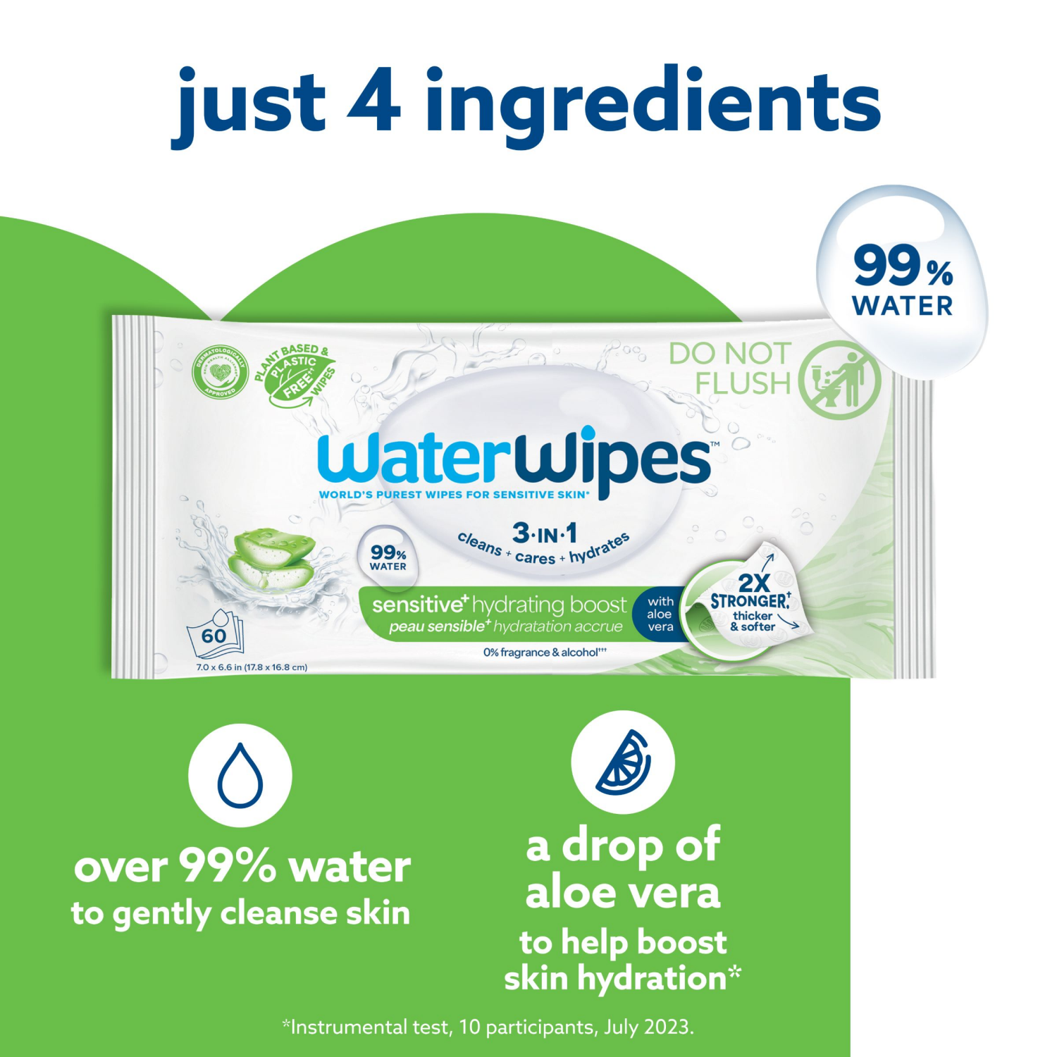 slide 7 of 8, WaterWipes Hydrating Boost 99% Water Based Aloe Vera Baby Wipes, 240 ct