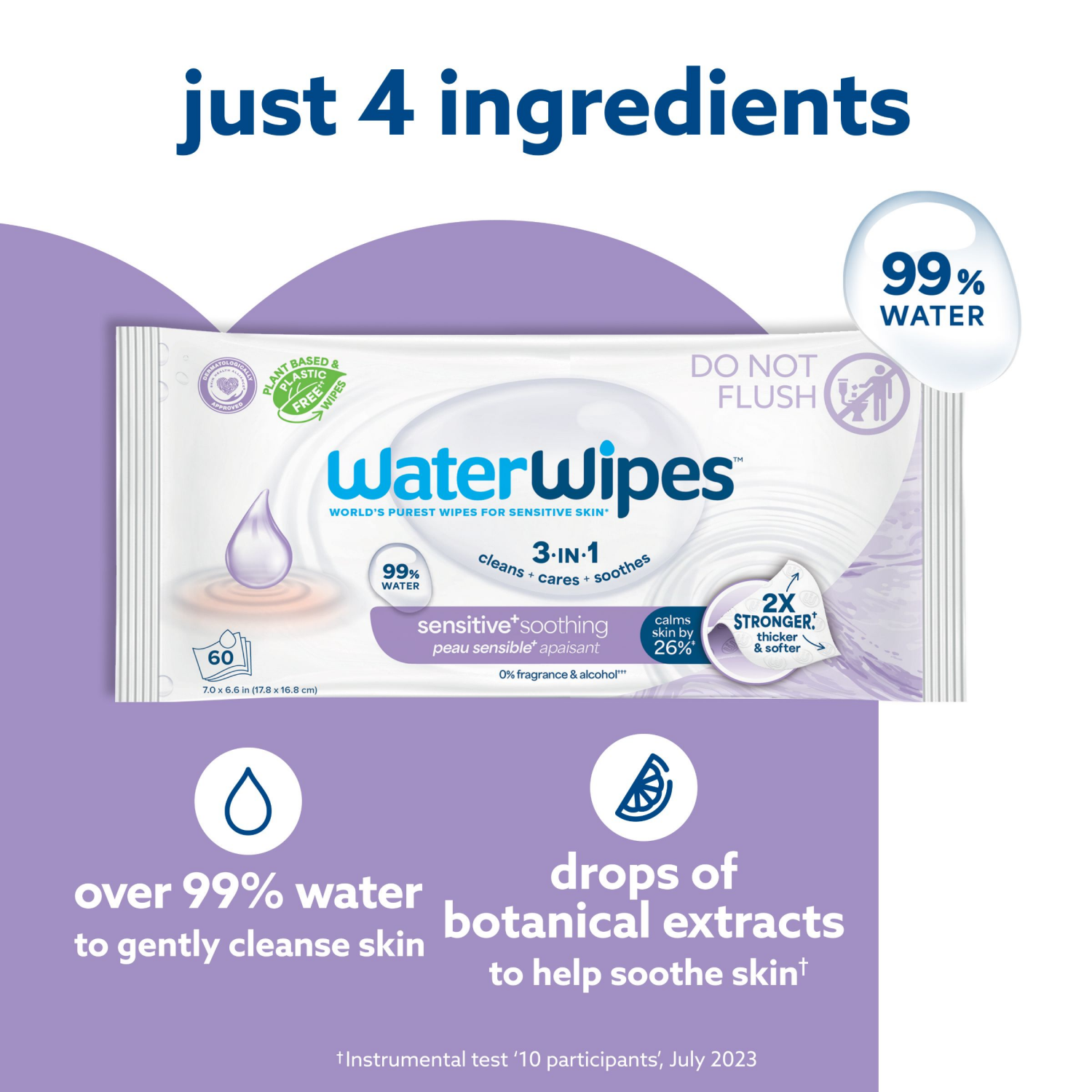 slide 7 of 8, WaterWipes Soothing Clean 99% Water Based Formula with Botanical Extract, 240 ct