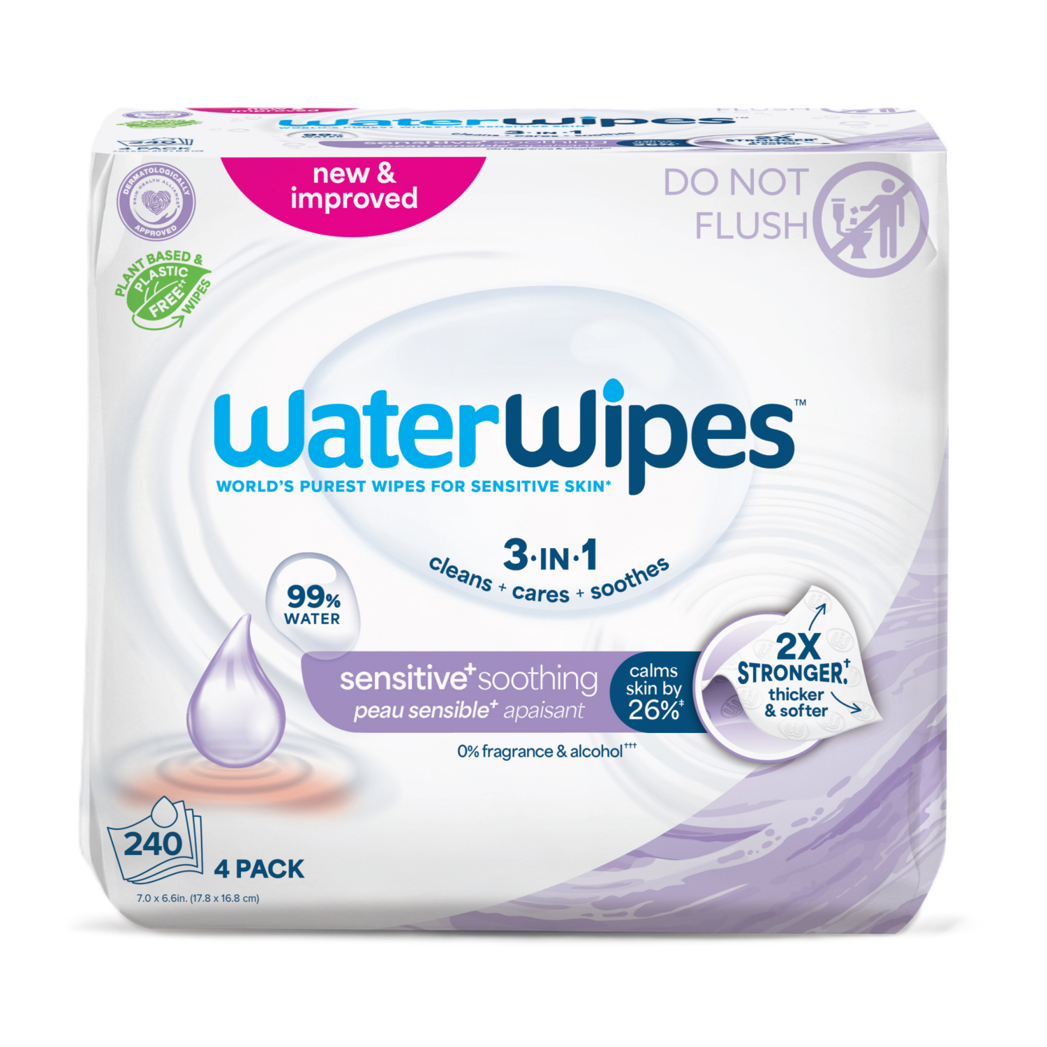 slide 1 of 8, WaterWipes Soothing Clean 99% Water Based Formula with Botanical Extract, 240 ct