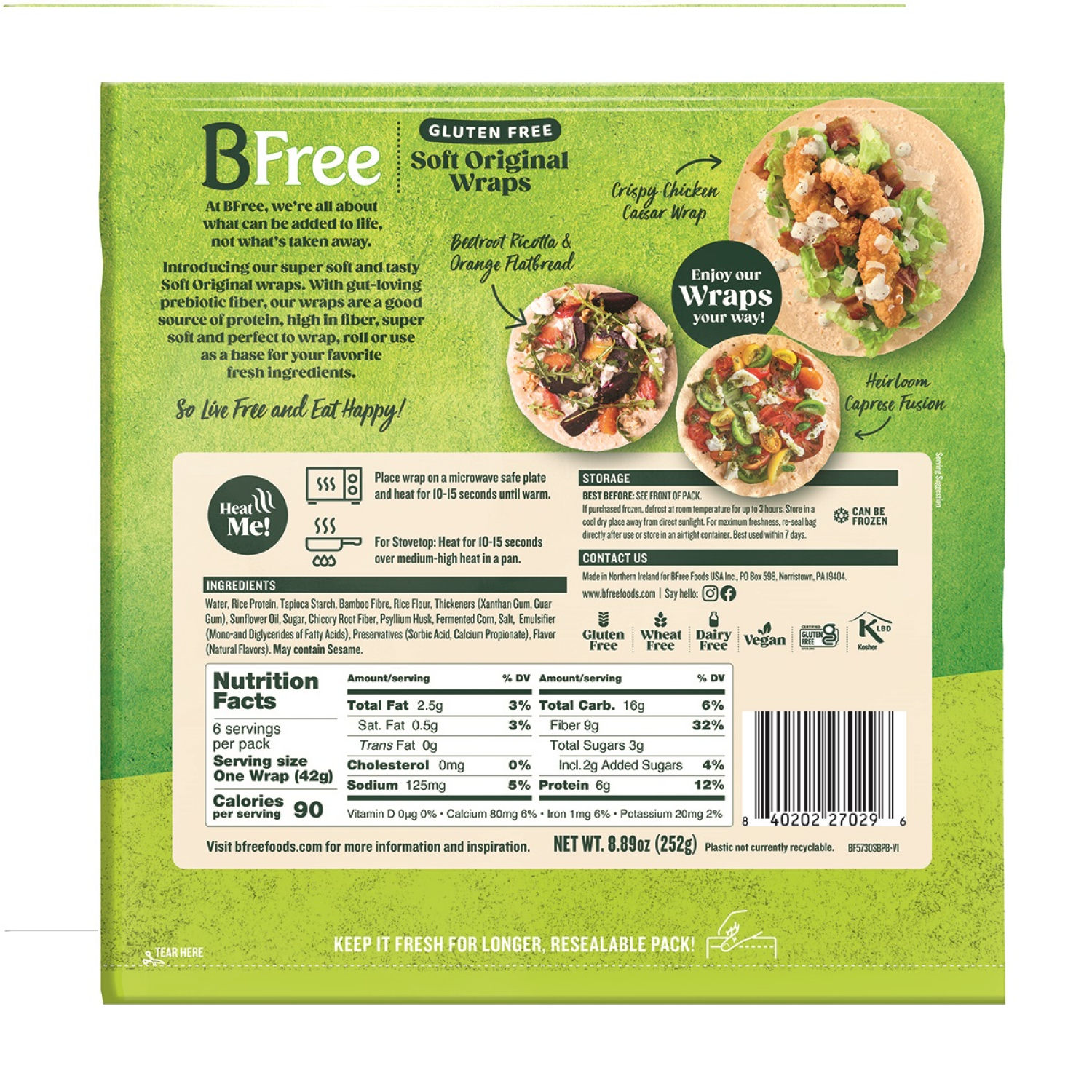 slide 2 of 2, BFree Gluten-Free Soft Original Wraps, 6 ct; 8.89 oz