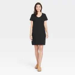 Women's Short Sleeve T-Shirt Dress - Universal Thread Black XL
