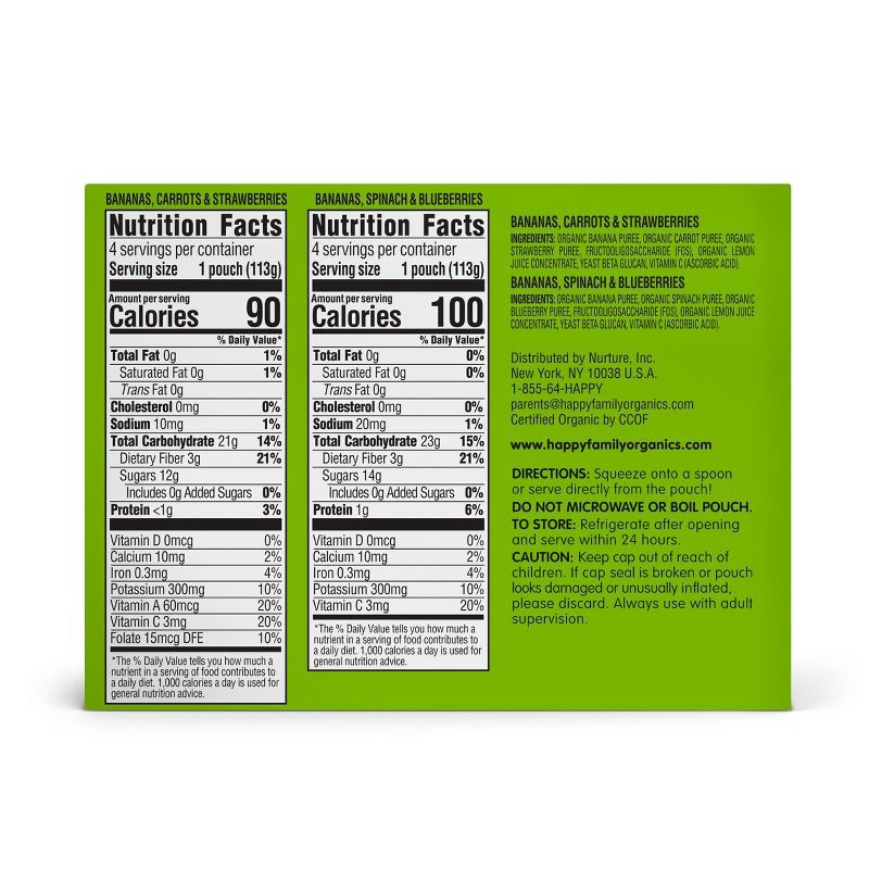 slide 2 of 5, Happy Baby Happy Tot Super Bellies 8Pk Organic Bananas, Carrots & Strawberries - 4oz, 8 ct; 4 oz