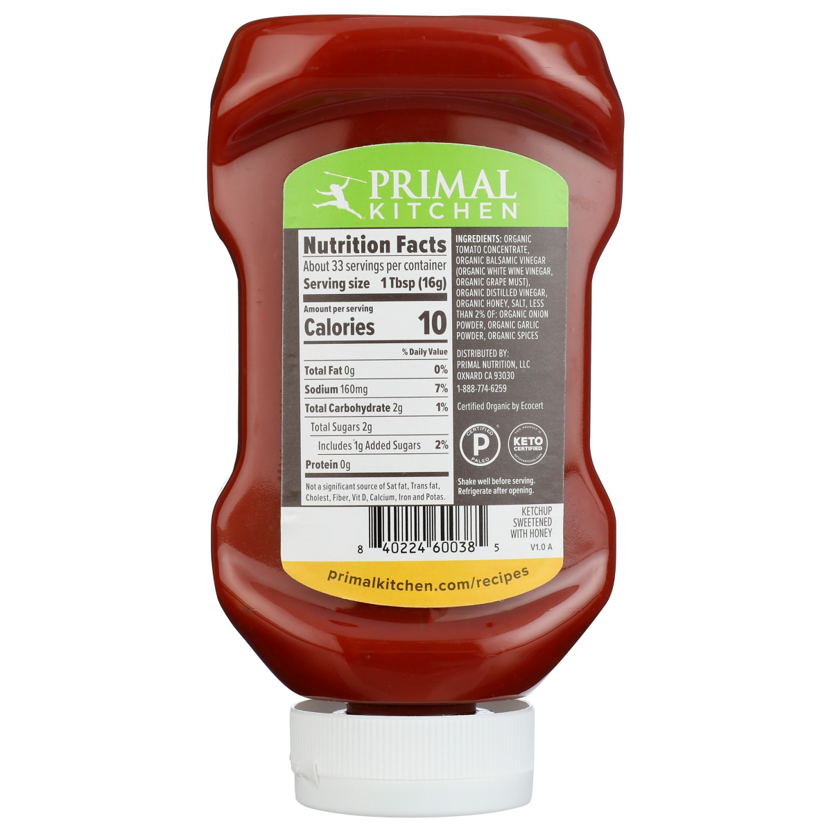 slide 2 of 2, Primal Kitchen A Tad Sweet Ketchup 18.5 oz, 18.5 oz