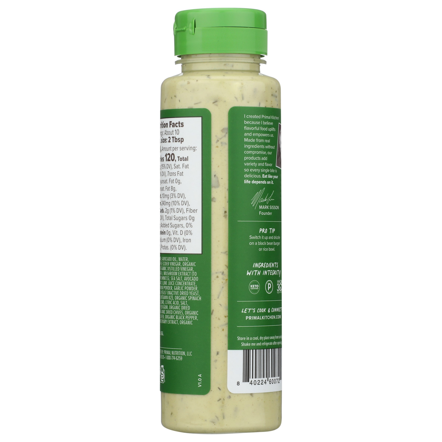 slide 2 of 3, Primal Kitchen Avocado Lime Dipping Sauce 10 oz, 10 oz