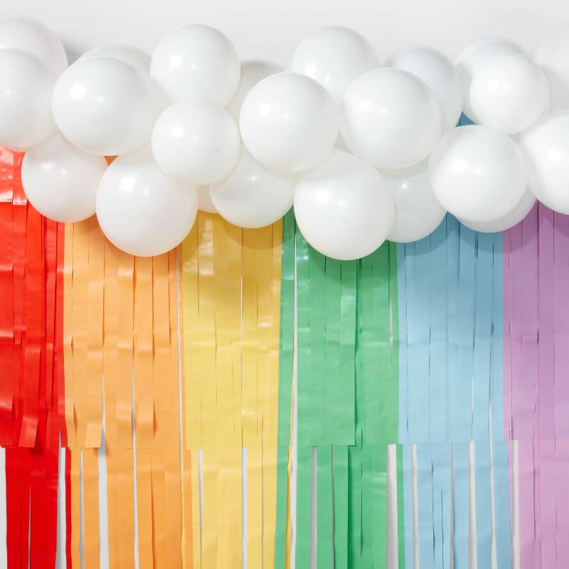 slide 1 of 4, 30ct Balloon Garland Décor Kit with Rainbow Tiered Backdrop - Spritz™, 1 ct