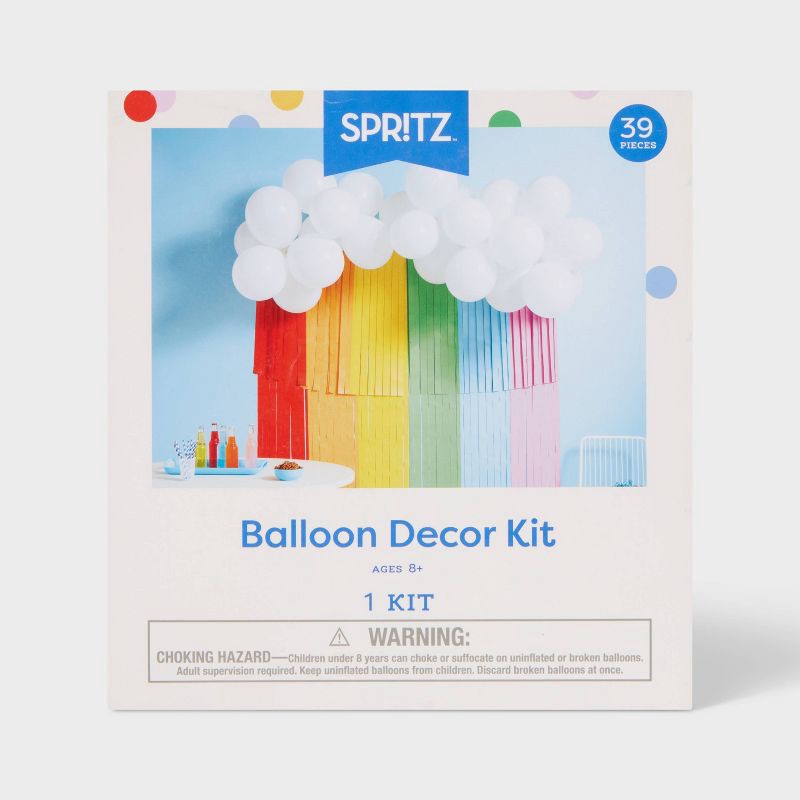 slide 4 of 4, 30ct Balloon Garland Décor Kit with Rainbow Tiered Backdrop - Spritz™, 1 ct