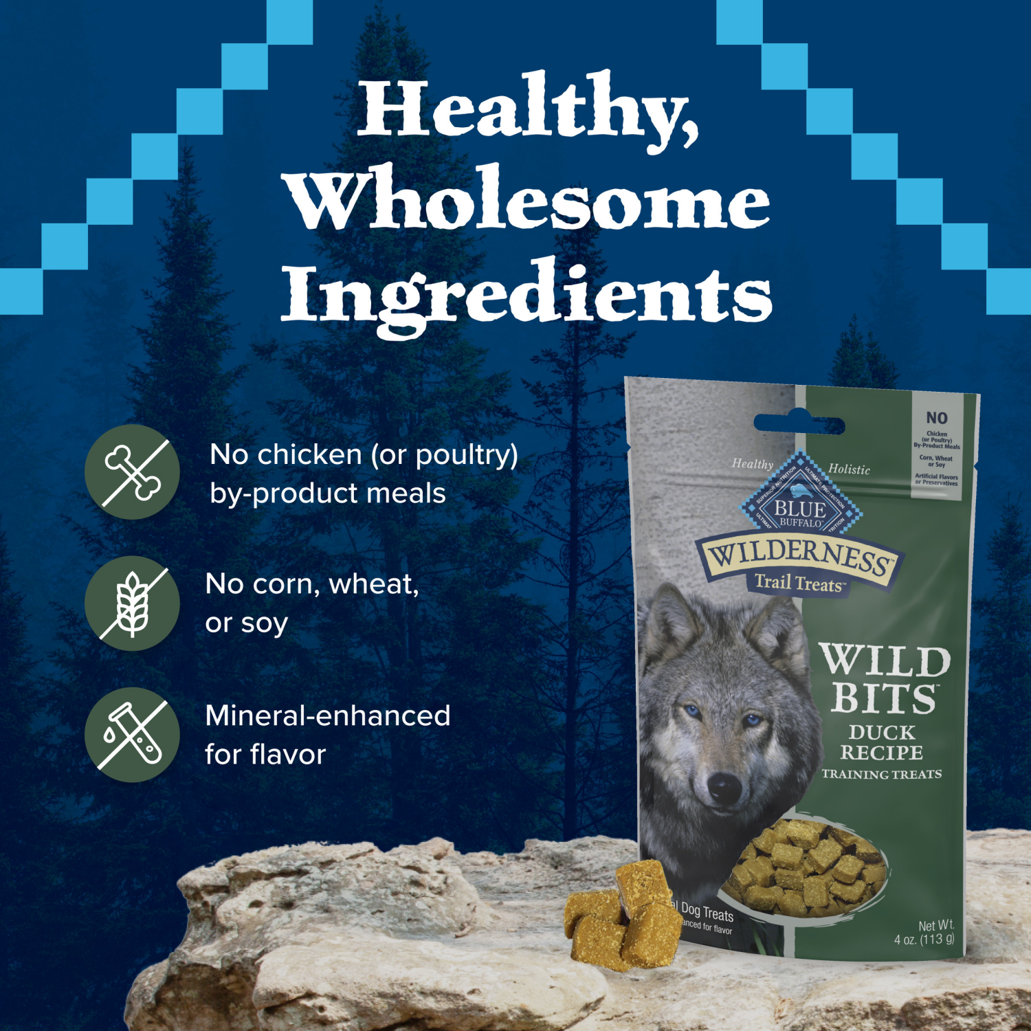 slide 2 of 8, Blue Buffalo Wilderness Trail Wild Bits Grain Free Soft-Moist Training Dog Treats, Duck Recipe, 4 oz
