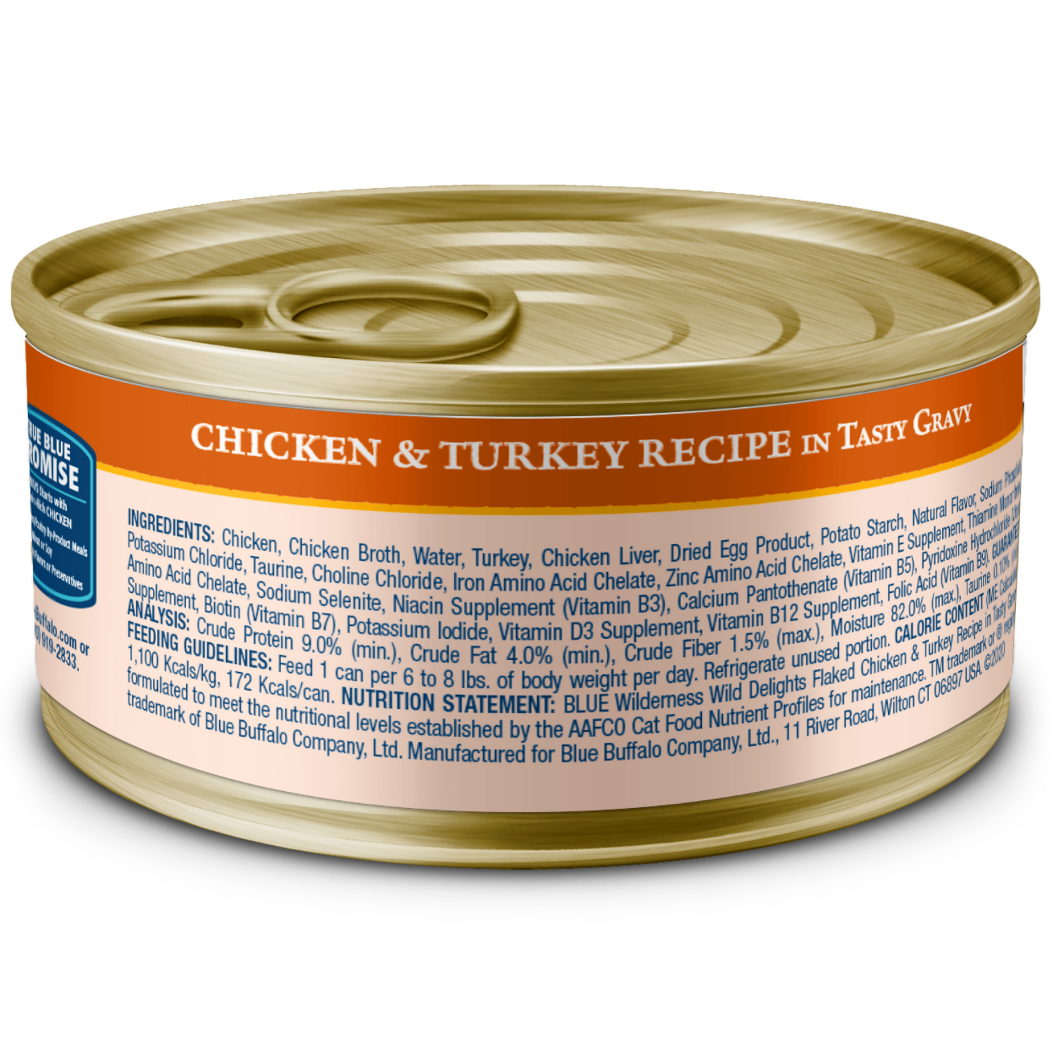 slide 6 of 8, BLUE BUFFALO Wilderness Wild Delights Grain Free, Natural Adult Flaked Wet Cat Food, Chicken & Turkey 5.5-oz can, 5.5 oz